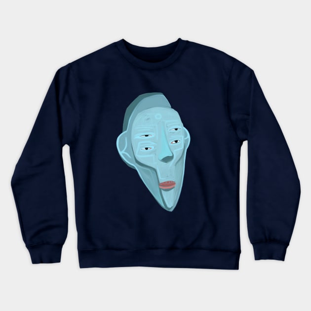 Weird Blue Skull Man Crewneck Sweatshirt by Ap.Art